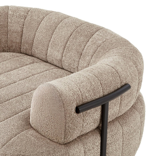 English Elm 64" Oversized Boucle Boneless Chaise Sculptural Cloud Seat Lounge Chair for Bedroom Khaki N723S3642D