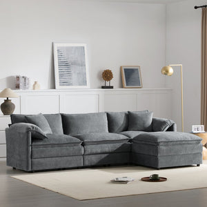 English Elm [new Chenille Cloud Sectional Sofa with Pocket Spring Cushions Ottomans and Modular L Shape Dark Gray N723S6547B