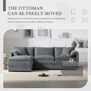 English Elm [new Chenille Cloud Sectional Sofa with Pocket Spring Cushions Ottomans and Modular L Shape Dark Gray N723S6547B