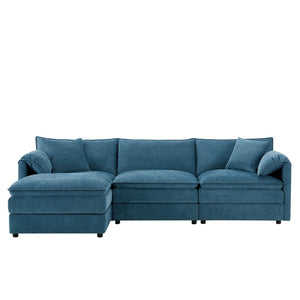 English Elm [new Chenille Cloud Sectional Sofa with Pocket Spring Cushions Ottomans and Modular L Shape Blue N723S6547C