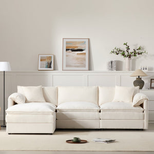 English Elm [new Chenille Cloud Sectional Sofa with Pocket Spring Cushions Ottomans and Modular L Shape White N723S6547W
