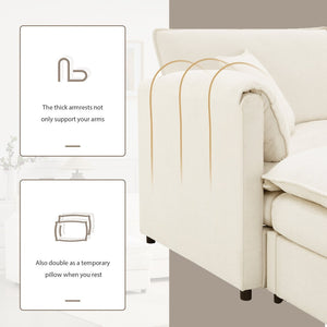 English Elm [new Chenille Cloud Sectional Sofa with Pocket Spring Cushions Ottomans and Modular L Shape White N723S6547W