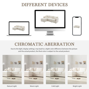 English Elm [new Chenille Cloud Sectional Sofa with Pocket Spring Cushions Ottomans and Modular L Shape White N723S6547W