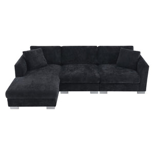 English Elm [new Sku of N723s6037b] Chenille L-shaped Cloud Sectional with Pocket Spring Seating for Modern Living Black N723S7037B