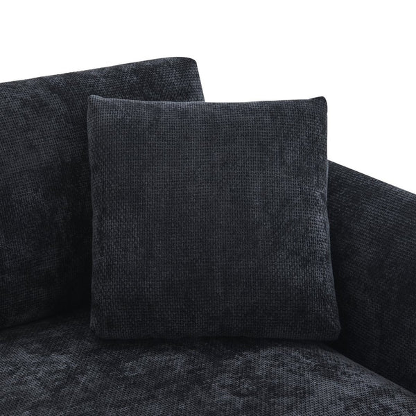 English Elm [new Sku of N723s6037b] Chenille L-shaped Cloud Sectional with Pocket Spring Seating for Modern Living Black N723S7037B