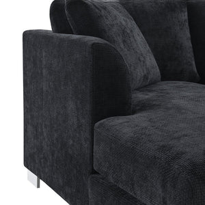 English Elm [new Sku of N723s6037b] Chenille L-shaped Cloud Sectional with Pocket Spring Seating for Modern Living Black N723S7037B