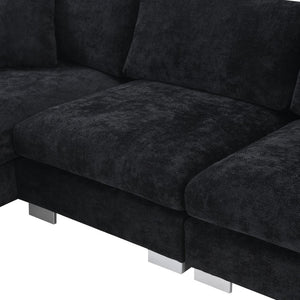 English Elm [new Sku of N723s6037b] Chenille L-shaped Cloud Sectional with Pocket Spring Seating for Modern Living Black N723S7037B