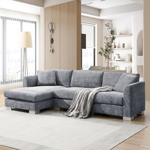 English Elm [new Sku of N723s6037b] Chenille L-shaped Cloud Sectional with Pocket Spring Seating for Modern Living Gray N723S7037E