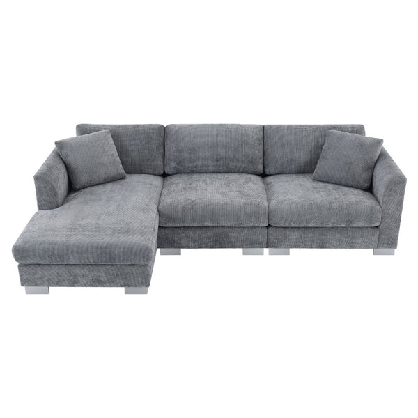 English Elm [new Sku of N723s6037b] Chenille L-shaped Cloud Sectional with Pocket Spring Seating for Modern Living Gray N723S7037E