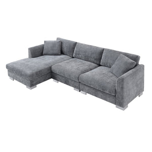 English Elm [new Sku of N723s6037b] Chenille L-shaped Cloud Sectional with Pocket Spring Seating for Modern Living Gray N723S7037E