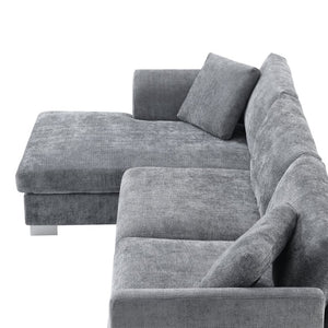 English Elm [new Sku of N723s6037b] Chenille L-shaped Cloud Sectional with Pocket Spring Seating for Modern Living Gray N723S7037E