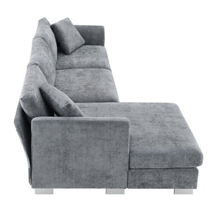 English Elm [new Sku of N723s6037b] Chenille L-shaped Cloud Sectional with Pocket Spring Seating for Modern Living Gray N723S7037E