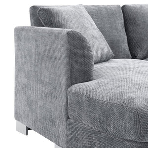 English Elm [new Sku of N723s6037b] Chenille L-shaped Cloud Sectional with Pocket Spring Seating for Modern Living Gray N723S7037E