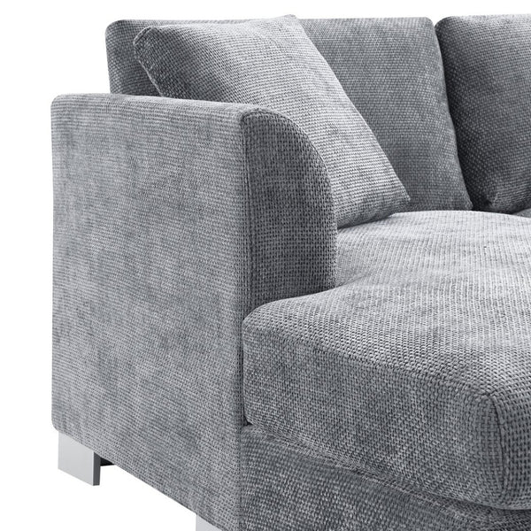 English Elm [new Sku of N723s6037b] Chenille L-shaped Cloud Sectional with Pocket Spring Seating for Modern Living Gray N723S7037E