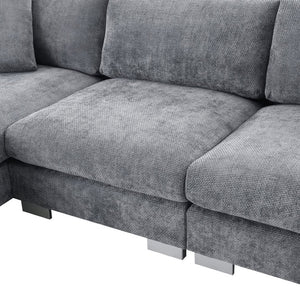 English Elm [new Sku of N723s6037b] Chenille L-shaped Cloud Sectional with Pocket Spring Seating for Modern Living Gray N723S7037E