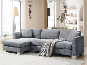 English Elm [new Sku of N723s6037b] Chenille L-shaped Cloud Sectional with Pocket Spring Seating for Modern Living Gray N723S7037E