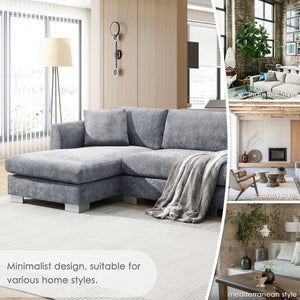 English Elm [new Sku of N723s6037b] Chenille L-shaped Cloud Sectional with Pocket Spring Seating for Modern Living Gray N723S7037E