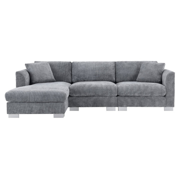 English Elm [new Sku of N723s6037b] Chenille L-shaped Cloud Sectional with Pocket Spring Seating for Modern Living Gray N723S7037E