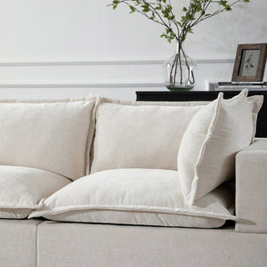 English Elm Video]117.5 Inch U Shaped Chenille Sectional Sofa with Storage Ottoman 7 Seat Modular Beige N723S7893A
