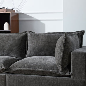 English Elm Video]117.5 Inch U Shaped Chenille Sectional Sofa with Storage Ottoman 7 Seat Modular Gray N723S7893E