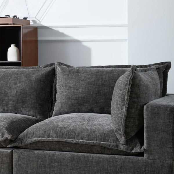 English Elm Video]117.5 Inch U Shaped Chenille Sectional Sofa with Storage Ottoman 7 Seat Modular Gray N723S7893E