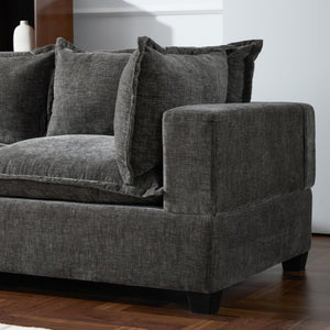 English Elm Video]117.5 Inch U Shaped Chenille Sectional Sofa with Storage Ottoman 7 Seat Modular Gray N723S7893E