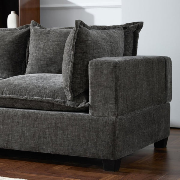 English Elm Video]117.5 Inch U Shaped Chenille Sectional Sofa with Storage Ottoman 7 Seat Modular Gray N723S7893E