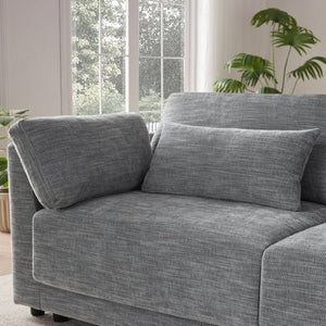 English Elm Video]124 Inch Chenille Sectional Sofa with Charging Console Pocket Spring Cushions Ottoman N723S8775E