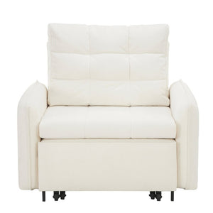 English Elm New Chenille Sleeper Chair Tufted Convertible Sofa Bed with USB Charging and Storage Beige N723S9614A
