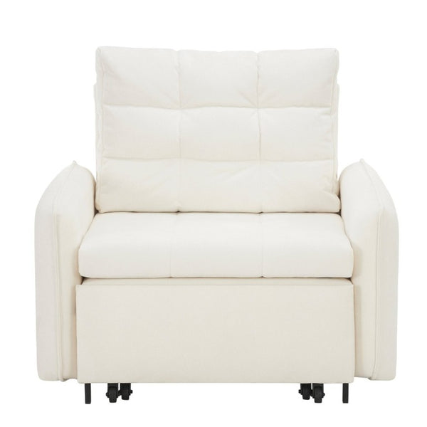 English Elm New Chenille Sleeper Chair Tufted Convertible Sofa Bed with USB Charging and Storage Beige N723S9614A