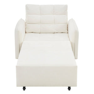 English Elm New Chenille Sleeper Chair Tufted Convertible Sofa Bed with USB Charging and Storage Beige N723S9614A
