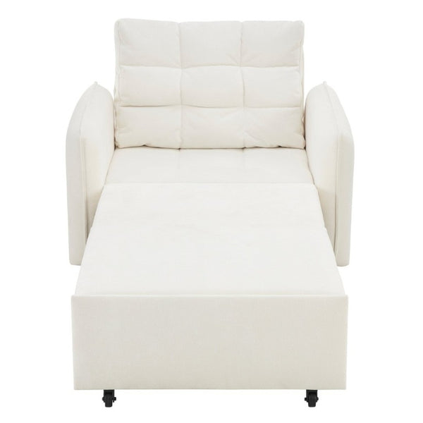 English Elm New Chenille Sleeper Chair Tufted Convertible Sofa Bed with USB Charging and Storage Beige N723S9614A