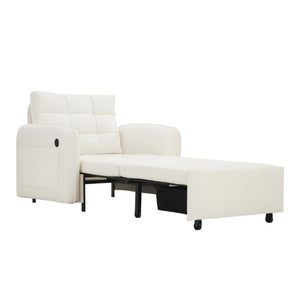 English Elm New Chenille Sleeper Chair Tufted Convertible Sofa Bed with USB Charging and Storage Beige N723S9614A