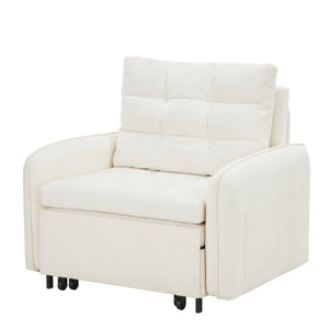 English Elm New Chenille Sleeper Chair Tufted Convertible Sofa Bed with USB Charging and Storage Beige N723S9614A