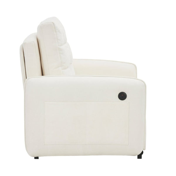 English Elm New Chenille Sleeper Chair Tufted Convertible Sofa Bed with USB Charging and Storage Beige N723S9614A