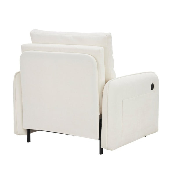English Elm New Chenille Sleeper Chair Tufted Convertible Sofa Bed with USB Charging and Storage Beige N723S9614A