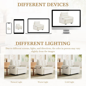 English Elm New Chenille Sleeper Chair Tufted Convertible Sofa Bed with USB Charging and Storage Beige N723S9614A
