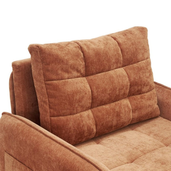 English Elm New Chenille Sleeper Chair Tufted Convertible Sofa Bed with USB Charging and Storage Orange N723S9614G