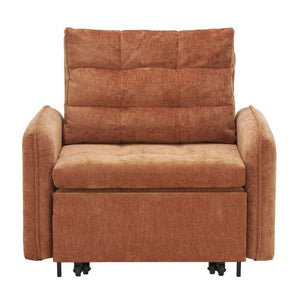 English Elm New Chenille Sleeper Chair Tufted Convertible Sofa Bed with USB Charging and Storage Orange N723S9614G