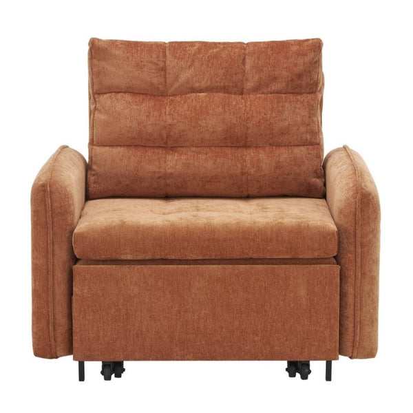 English Elm New Chenille Sleeper Chair Tufted Convertible Sofa Bed with USB Charging and Storage Orange N723S9614G