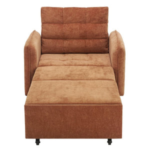 English Elm New Chenille Sleeper Chair Tufted Convertible Sofa Bed with USB Charging and Storage Orange N723S9614G