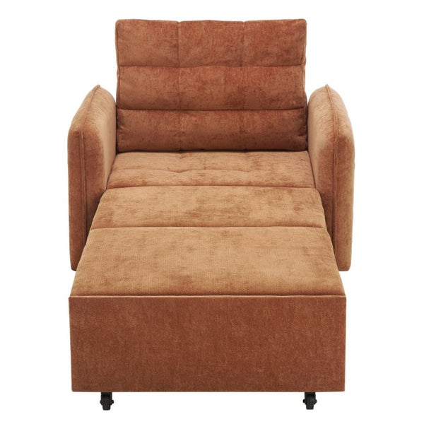 English Elm New Chenille Sleeper Chair Tufted Convertible Sofa Bed with USB Charging and Storage Orange N723S9614G