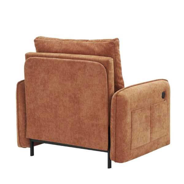 English Elm New Chenille Sleeper Chair Tufted Convertible Sofa Bed with USB Charging and Storage Orange N723S9614G