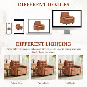 English Elm New Chenille Sleeper Chair Tufted Convertible Sofa Bed with USB Charging and Storage Orange N723S9614G