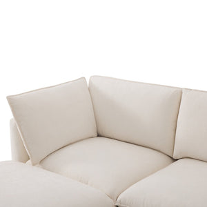 English Elm 98" U-shaped Chenille Sectional with Storage Ottomans Fold Tray and Charging Ports Beige N723S9797A
