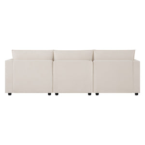 English Elm 98" U-shaped Chenille Sectional with Storage Ottomans Fold Tray and Charging Ports Beige N723S9797A