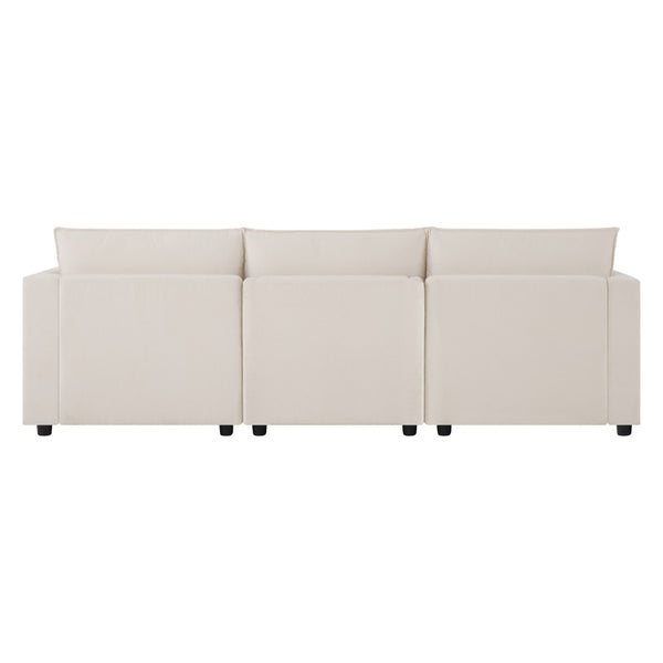 English Elm 98" U-shaped Chenille Sectional with Storage Ottomans Fold Tray and Charging Ports Beige N723S9797A