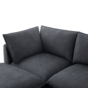 English Elm 98" U-shaped Chenille Sectional with Storage Ottomans Fold Tray and Charging Ports Gray N723S9797E