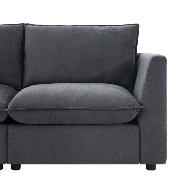 English Elm 98" U-shaped Chenille Sectional with Storage Ottomans Fold Tray and Charging Ports Gray N723S9797E