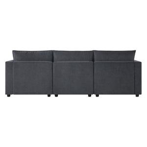 English Elm 98" U-shaped Chenille Sectional with Storage Ottomans Fold Tray and Charging Ports Gray N723S9797E